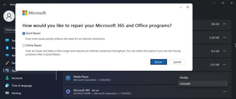 Как исправить код ошибки Microsoft 365 30015-26 в Windows