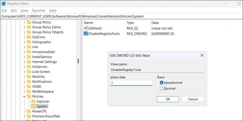 Как отключить или включить доступ к редактору реестра в Windows 11