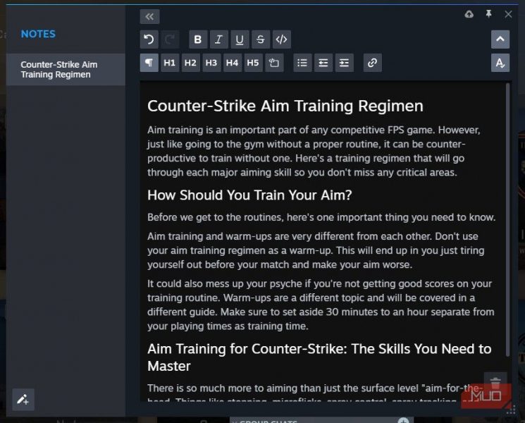 How to Use Steam Notes