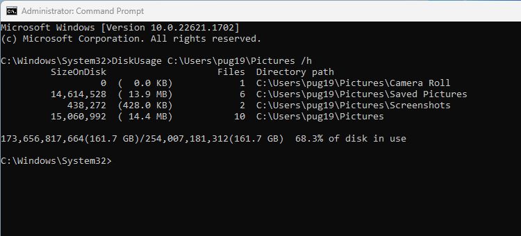 Как использовать команду DiskUsage для анализа дискового пространства в Windows