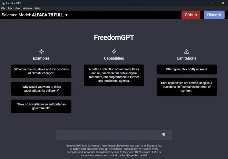 How to Run an Unrestricted ChatGPT Alternative on Windows With FreedomGPT