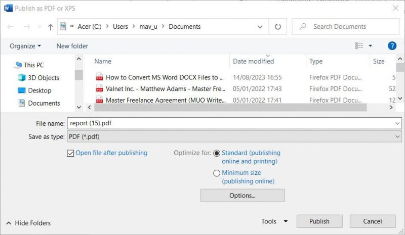 Как конвертировать файлы Microsoft Word DOCX в файлы PDF в Windows 11