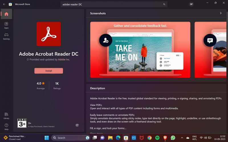 Как загрузить Adobe Reader из Microsoft Store