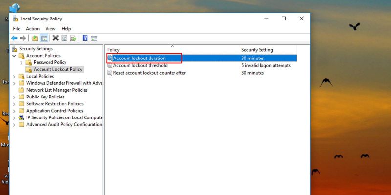 Как изменить продолжительность блокировки после неудачных попыток входа в систему в Windows 10 и 11