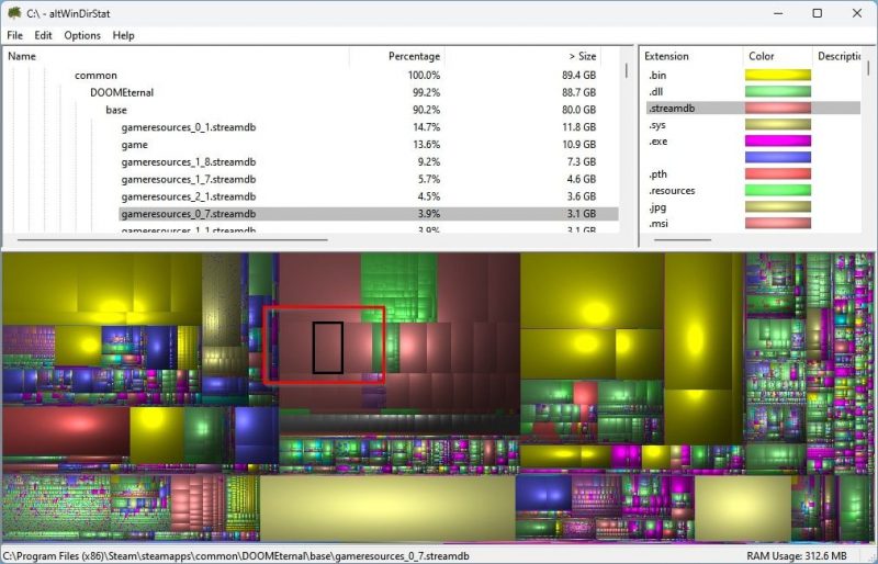 Как визуализировать и освободить хранилище в Windows с помощью altWinDirStat