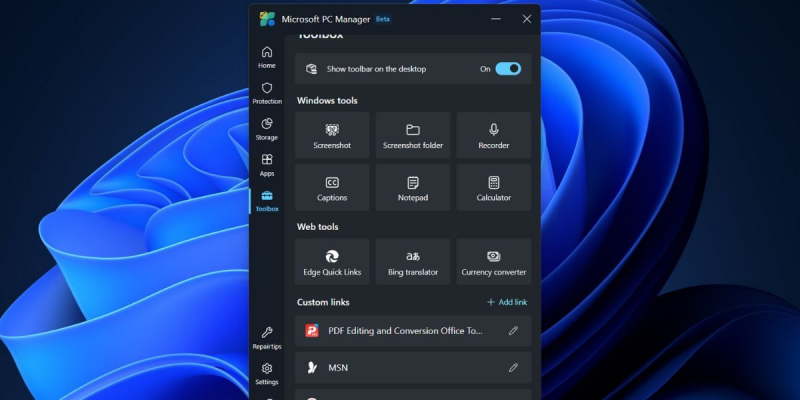 How to Use the Toolbar in Microsoft PC Manager on Windows 11