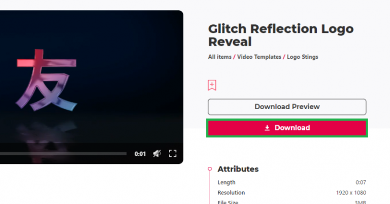 Создать отображение логотипа Glitch Reflection в шаблоне After Effects +