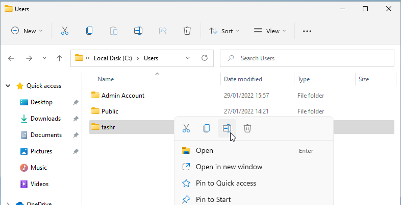 How to Change the User Profile Folder Name in Windows 11